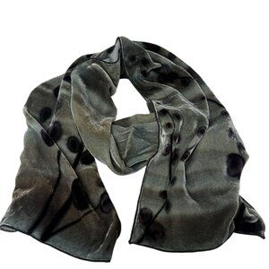 Jenna Wear Silk Velvet Scarf Green Hand Painted Oblong Evening Artsy